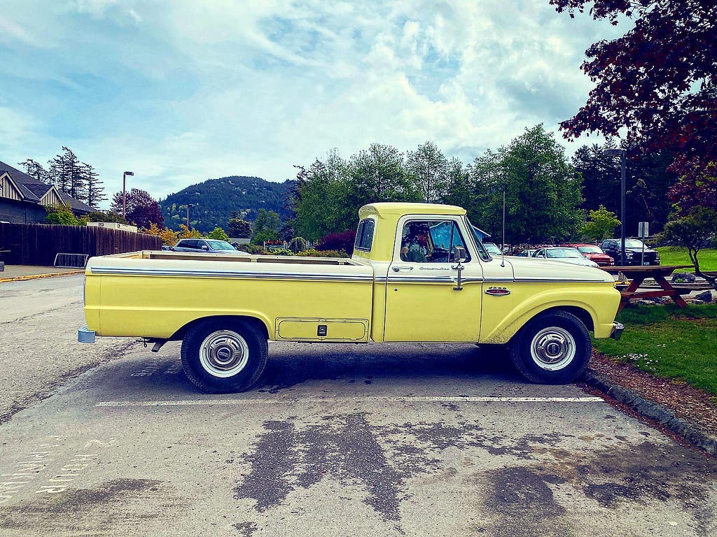 yellow pickup truck