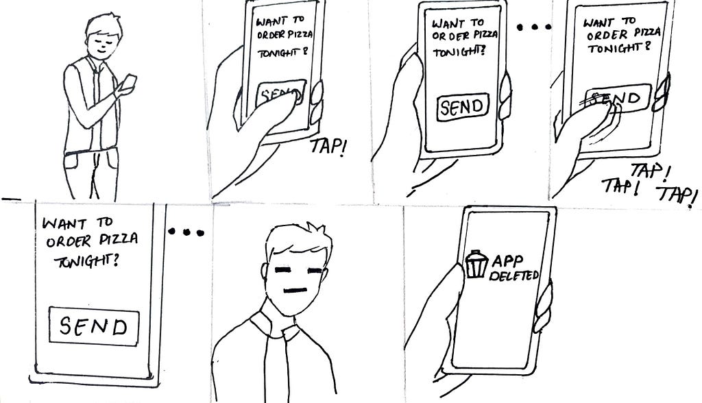 Storyboard of annoyed user