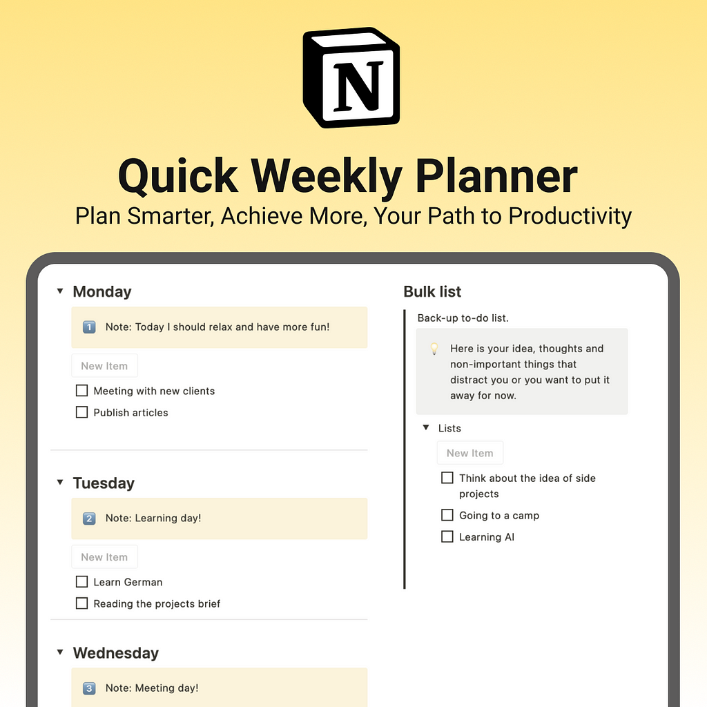 Plan your week with Notion