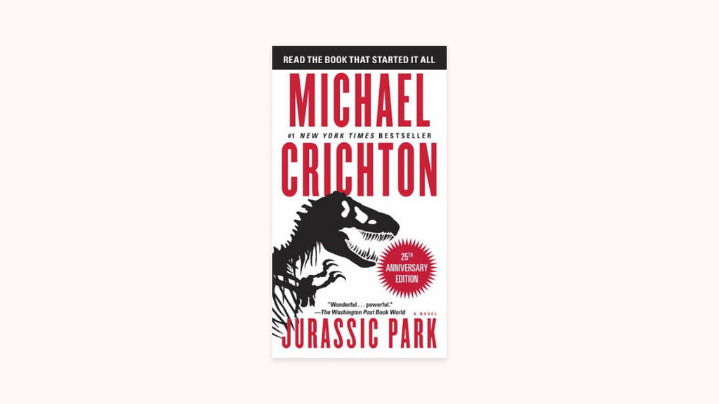 The front cover of the book Jurassic Park