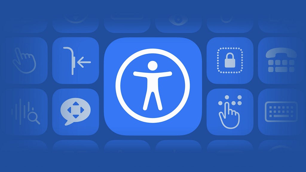 Accessibility icon surrounded by other iOS icons.