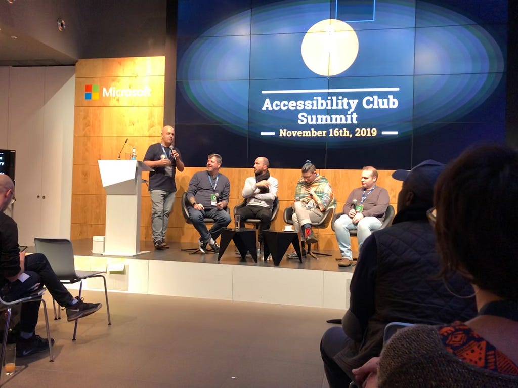 Panel discussion between 4 people that occurred on stage at the end of the event.