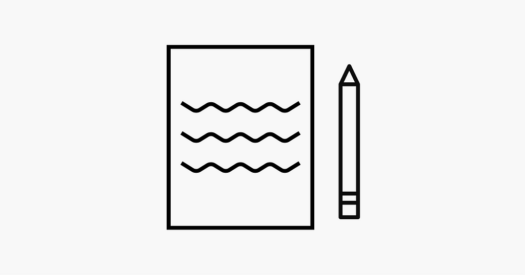 An illustration of a pen and paper