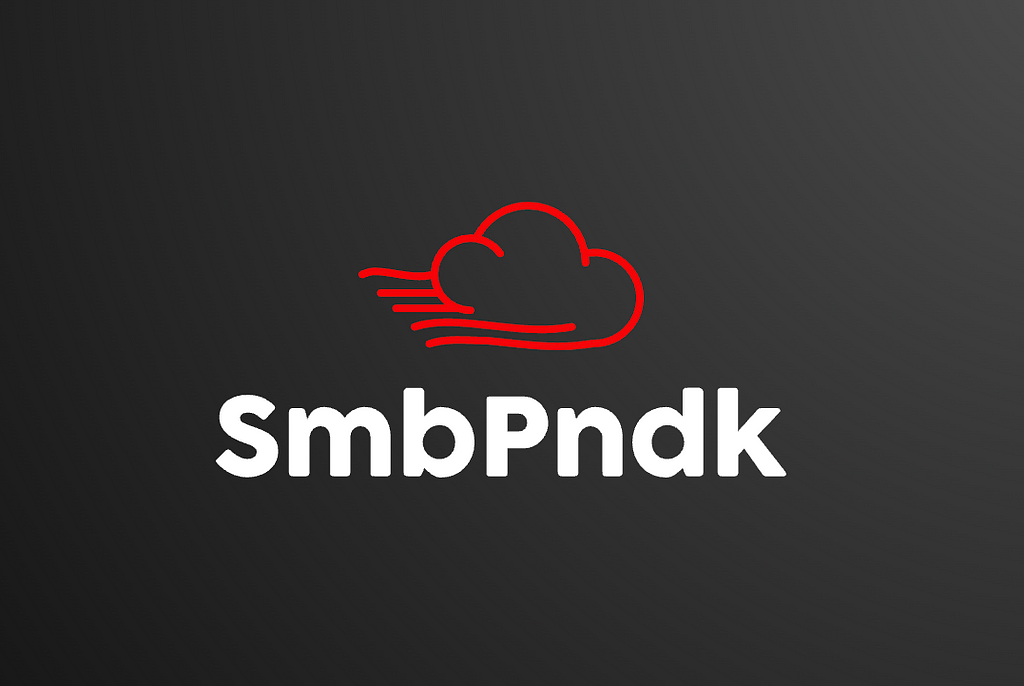 SmbPndk Logo, a cloud-like shape with red outline and white font colors.