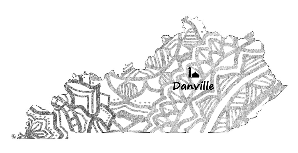 map of kentucky with danville highlighted