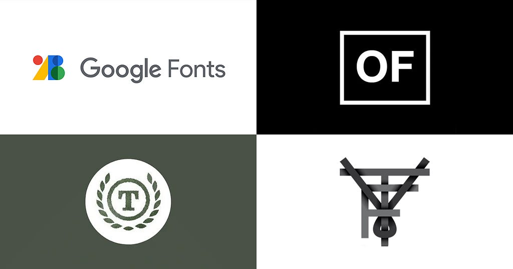 Google fonts, Open Foundry, The League of Moveable Type and The Velvetyne Type Foundry