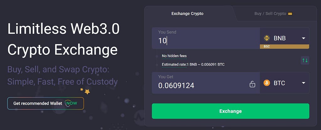 Exchange BNB for Bitcoin with ChangeNow