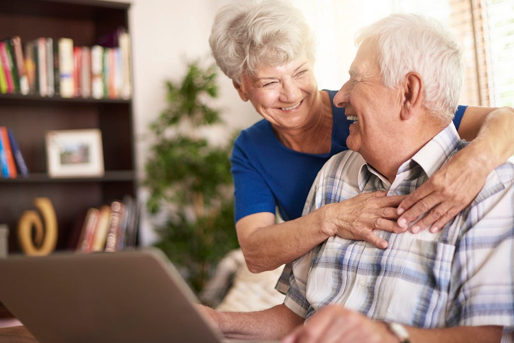 Elder people enjoying an online session