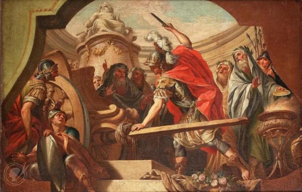A Painting of Alexander Cutting the Gordian Knot
