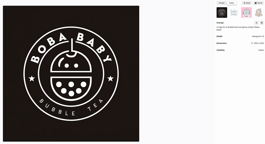 Screenshot of the first logo made for Boba Baby.