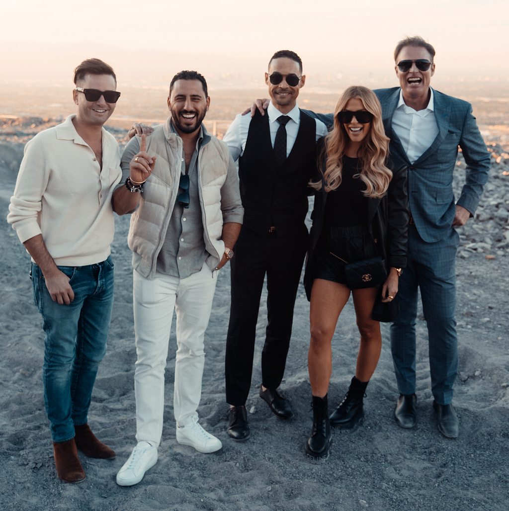 Josh Flag, Josh Altman, Daniel Graham, Tracy Tutor and Matthew Brimhall wrapping up the first day of shooting for the Million Dollar Listing season finale.