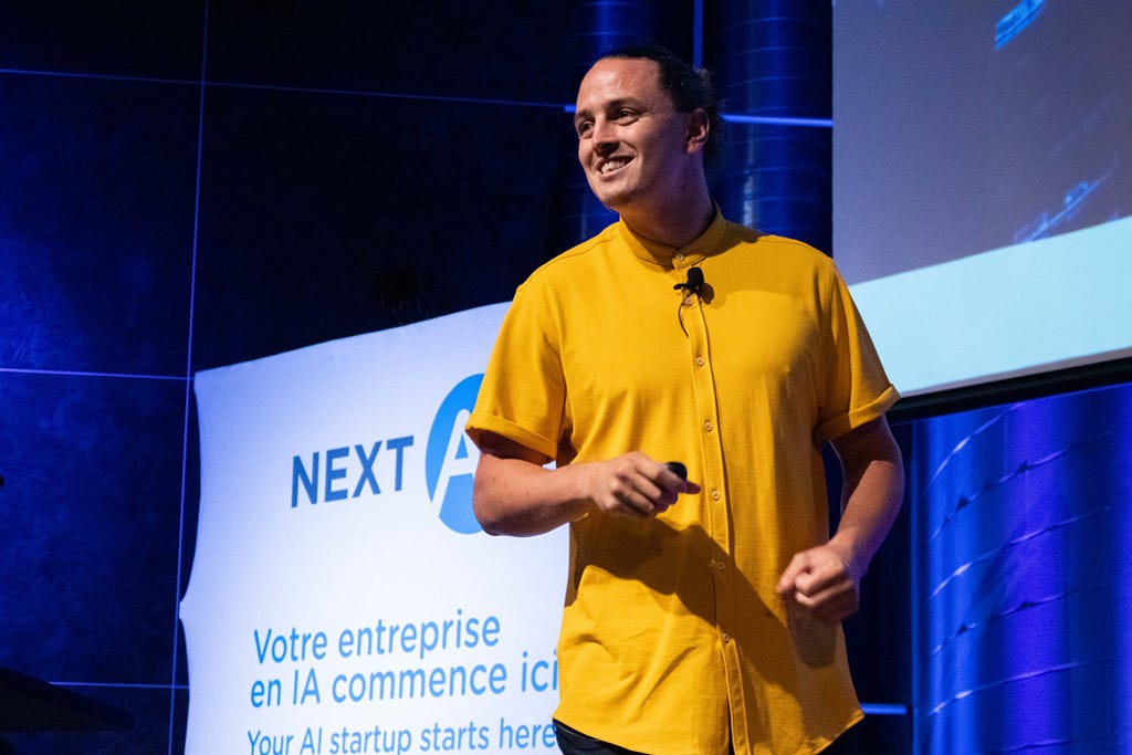 Samuel Nadeau-Piuze, fondateur et PDG de Maxen Technology, au Gala des entreprises de NextAI — Montréal
