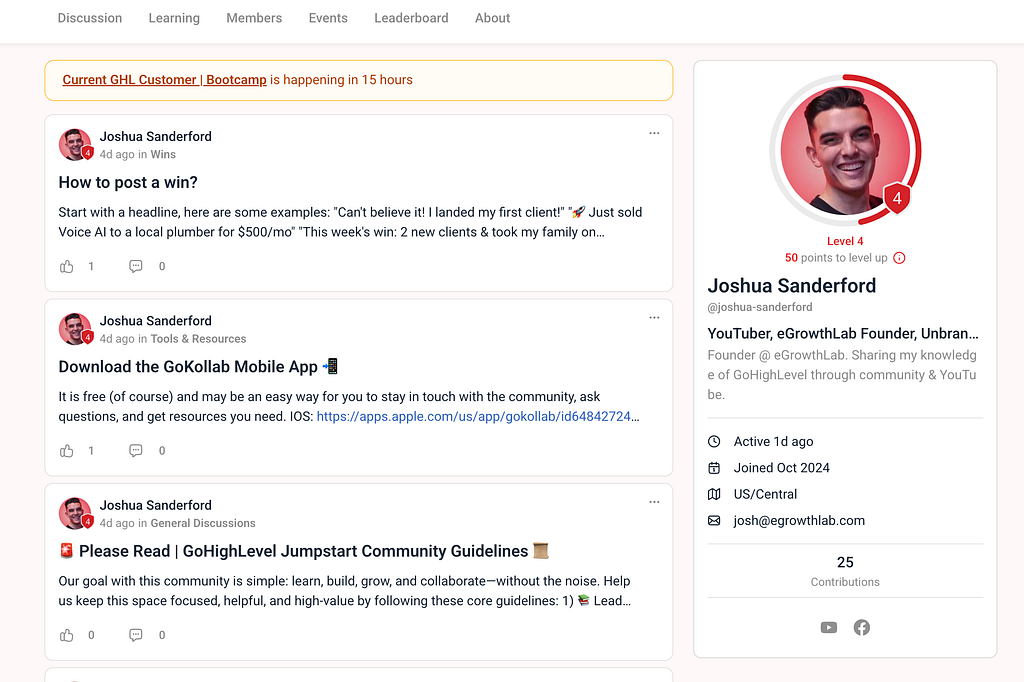 This is what clicking on a user’s profile looks like on GoKollab, it shows contributions, however I wish I could view more detailed activity graphs.