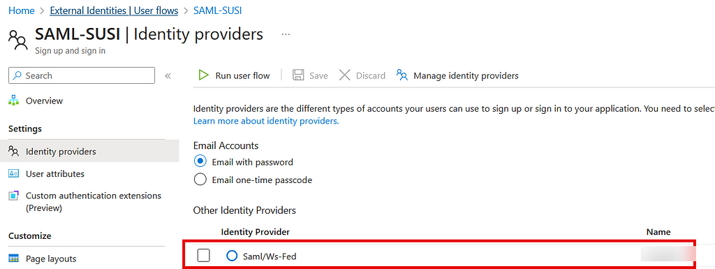 Image showing the new identity provider being added to the user flow