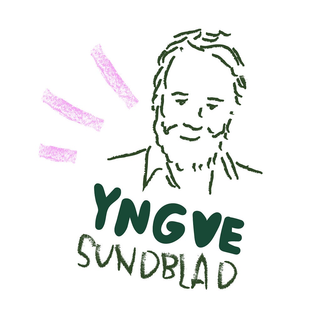 Sketch of Yngve Sundblad, older looking person with a beard