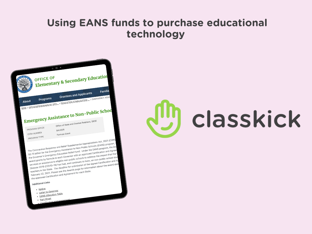 Using EANS funds to purchase education technology