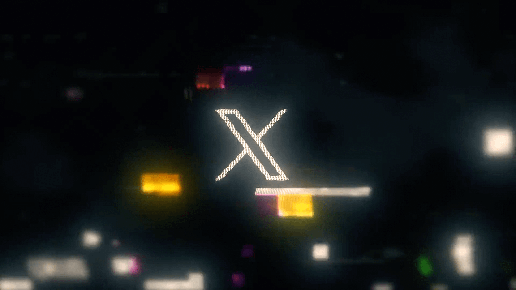 An white X on a black background with some glitches spread.