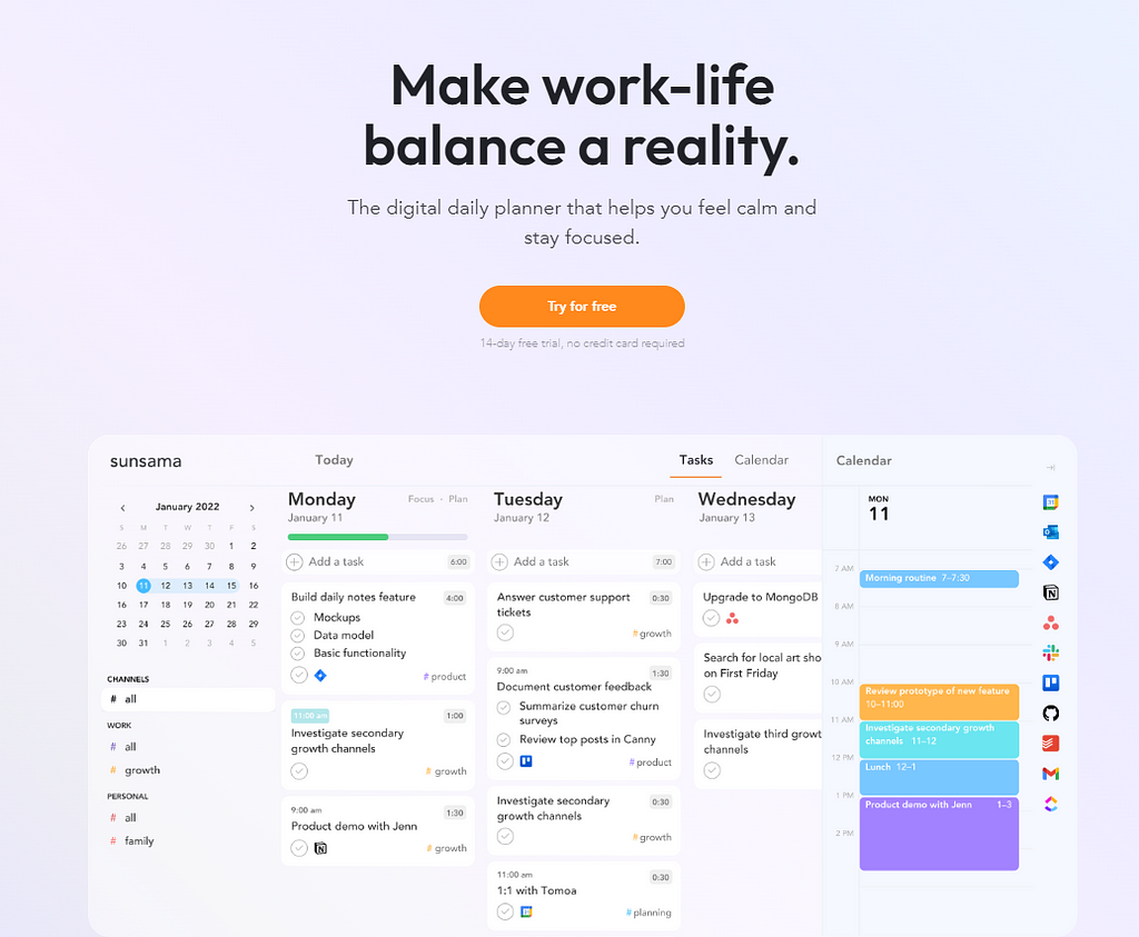 Productivity app that organizes your daily tasks on your calendar