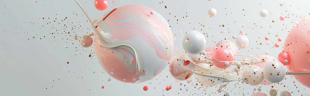 Kinetic Art, a planet, pink and white and gold — ar 16:5