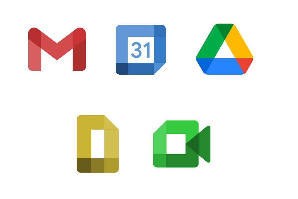 G suite icons with a monochromatic finish