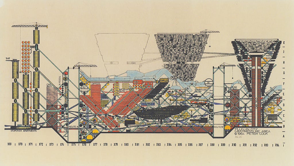 The Illustration by Archigram called: Plug-in City