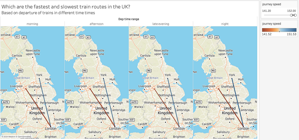 The fastest trains move at 151.48km/h are available in all time windows.