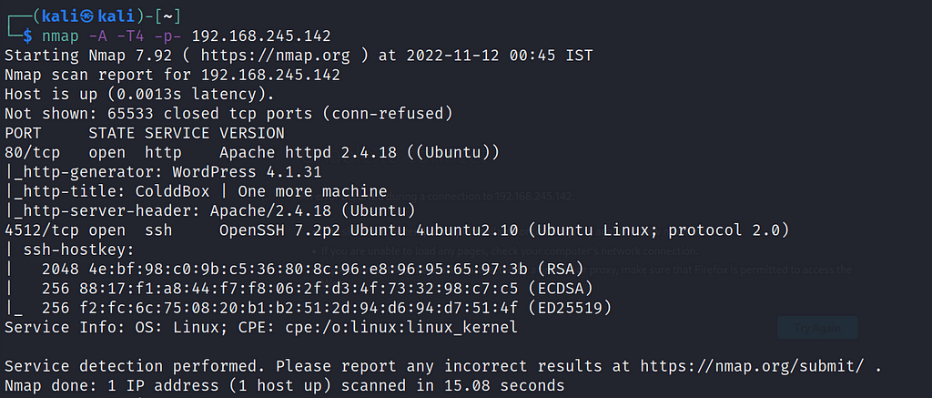 nmap -T4 -p- -A <target_ip>