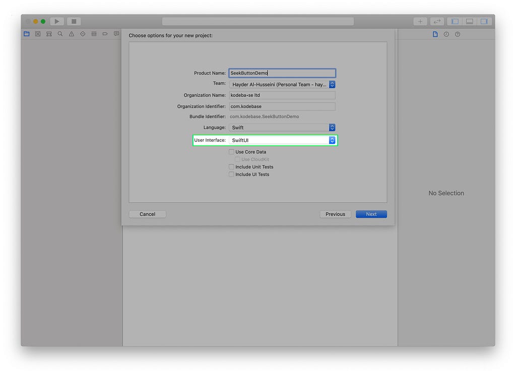 Xcode’s showing options for your new project screen.