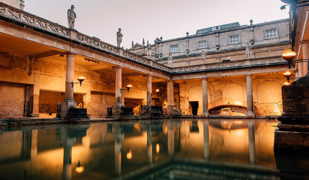 roman ruins in the english city of bath