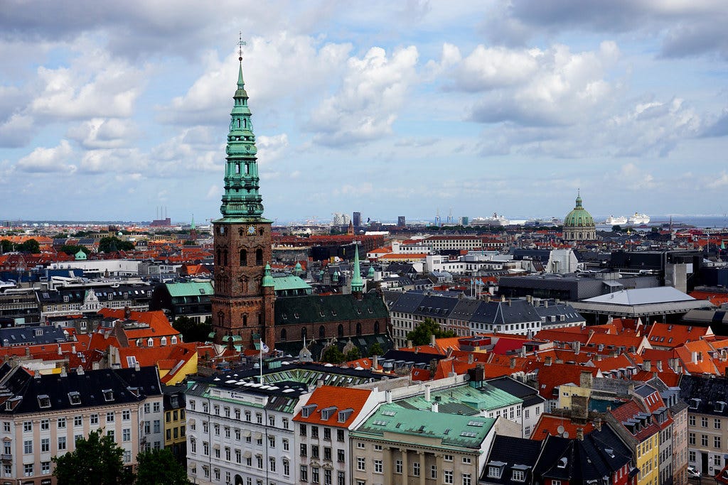 St. Nicholas Church rises above Copenhagen skyline
