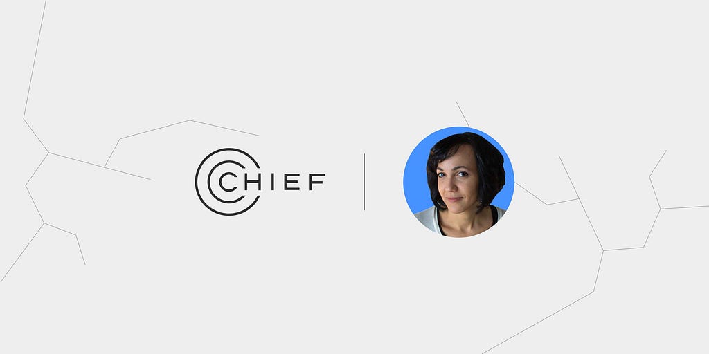 An image of the Chief logo next to a headshot of Ashleigh Axios.