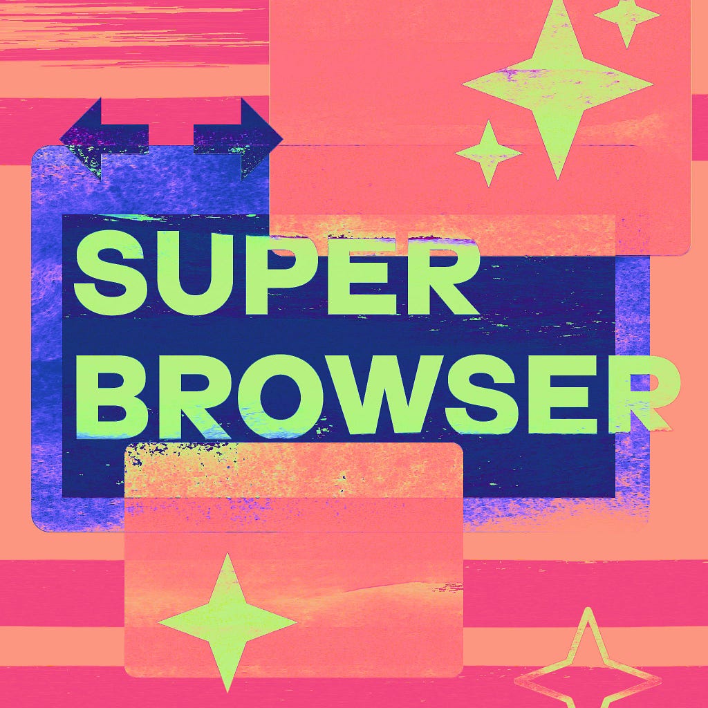 The text “Super Browser” appears screen printed among star shapes