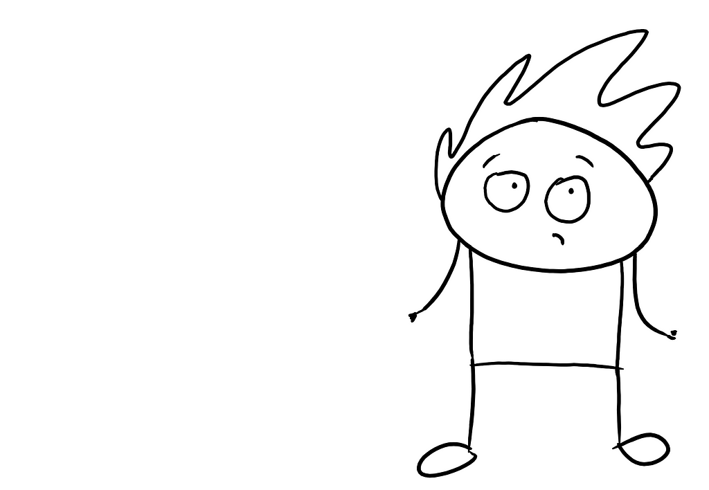 A stick figure shrugging and looking embarrassed.