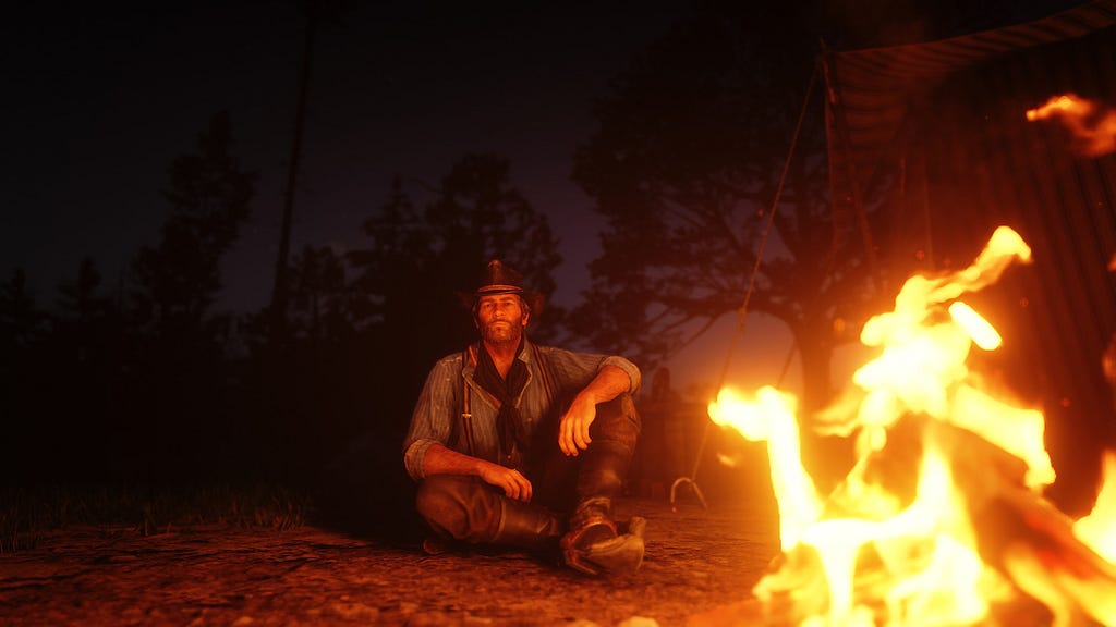 Arthur sitting by the fire