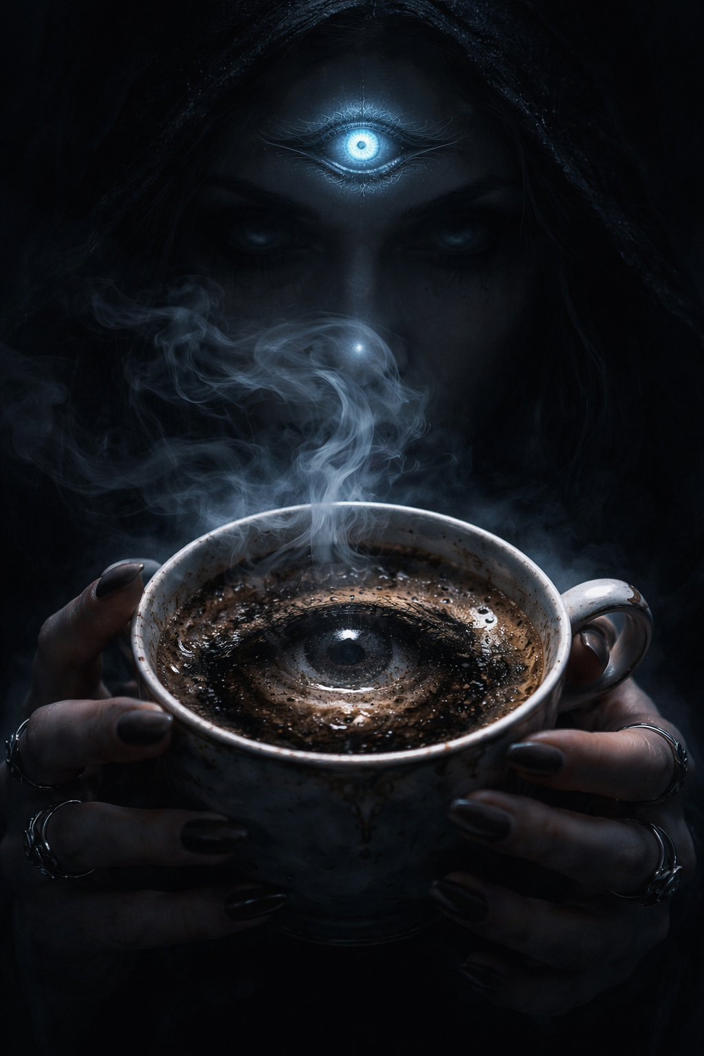 The Cup and the Third Eye: Chapter of the Moving Void
The room is dark, yet the shadows move.