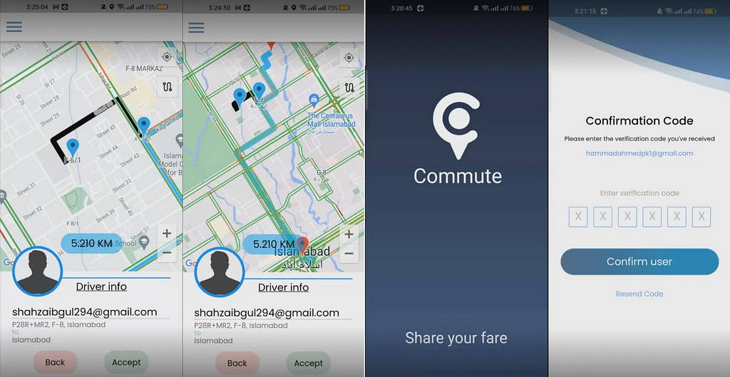 Carpool Application “Commute” from MRS Internship program 2022 | Crappy Final Year Projects blog by Umer Farooq