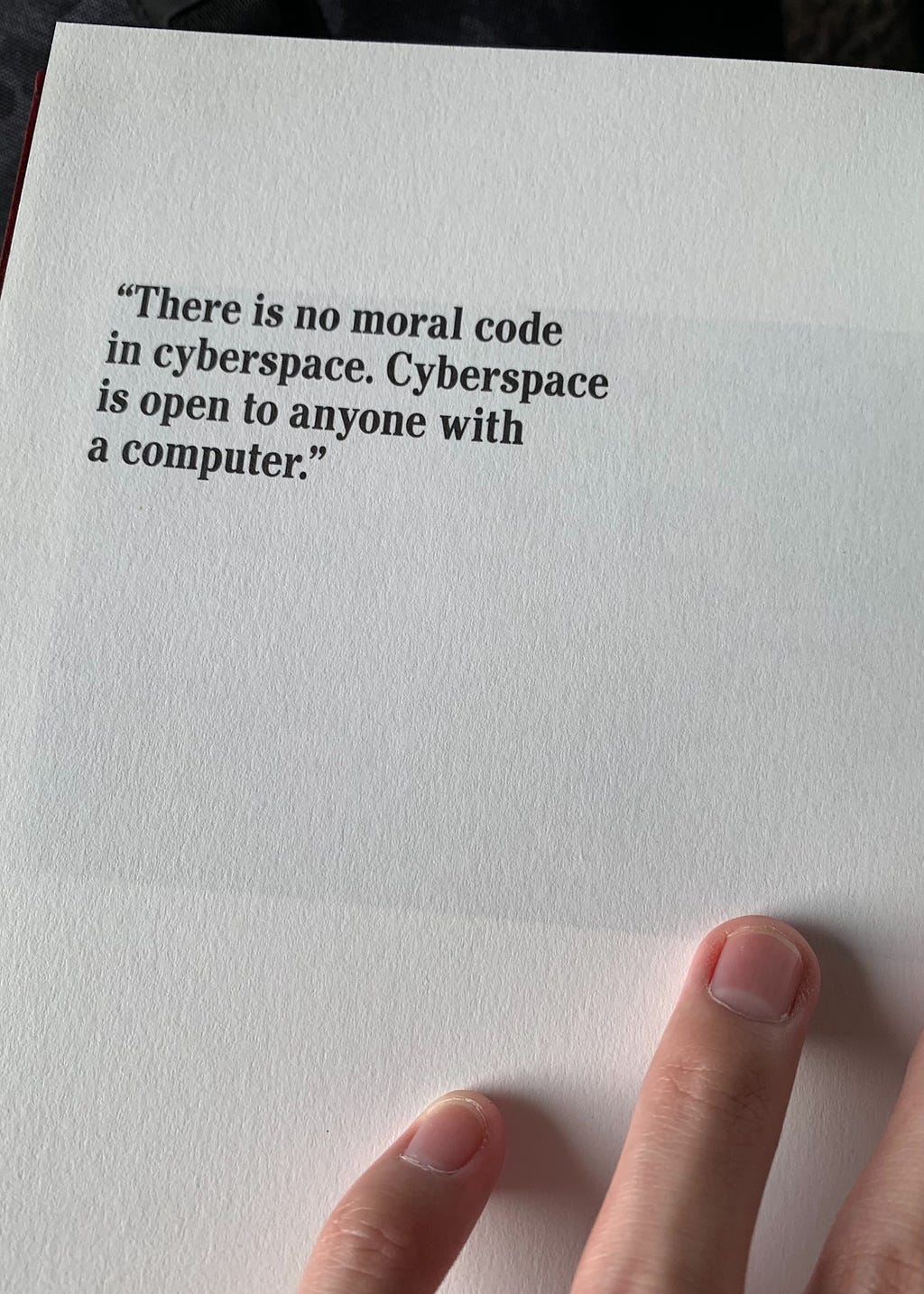 「在虛擬空間沒有道德準則，每個有電腦的人都可以來虛擬空間。」來源：《韋萊斯之書》