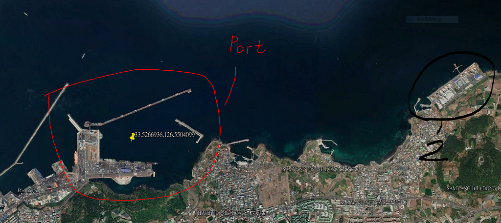 Satellite image of the port but with a higher eye alt