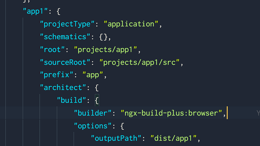 builder type updated in the angular.json file