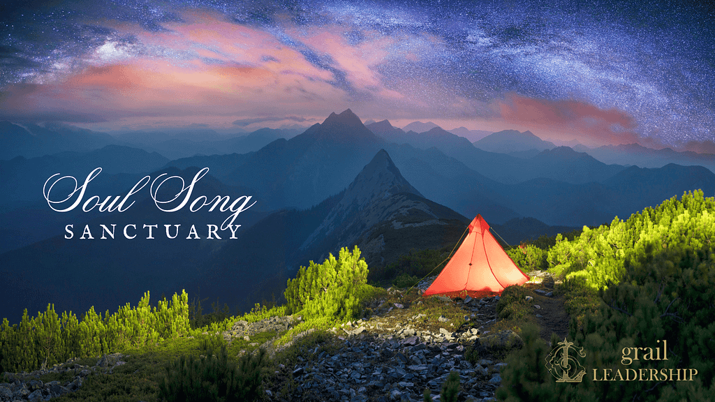 Soul Song Sanctuary image of mountains, Milky Way, and glowing tent