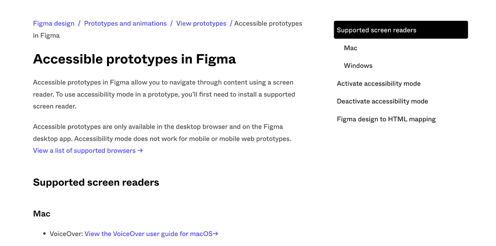 First part of the Figma article in their Help center on how to use the new accessible prototype feature