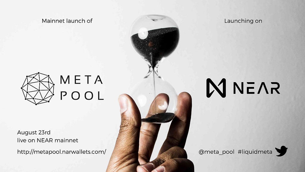 Meta Pool is a liquid staking solution for NEAR Protocol backed by community staking providers. Launching on NEAR mainnet on August 23 2021.