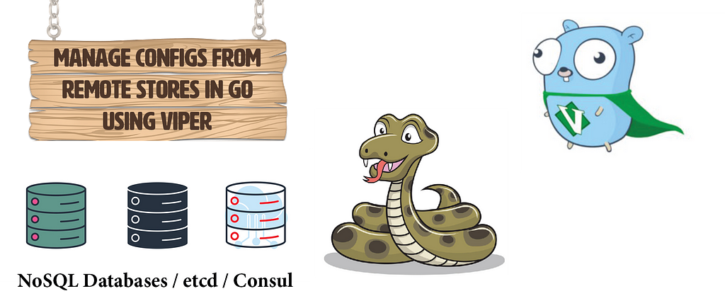 Picture of the Golang gopher coming over with a Viper to investigate how to manage configurations from remote stores in Go using Viper