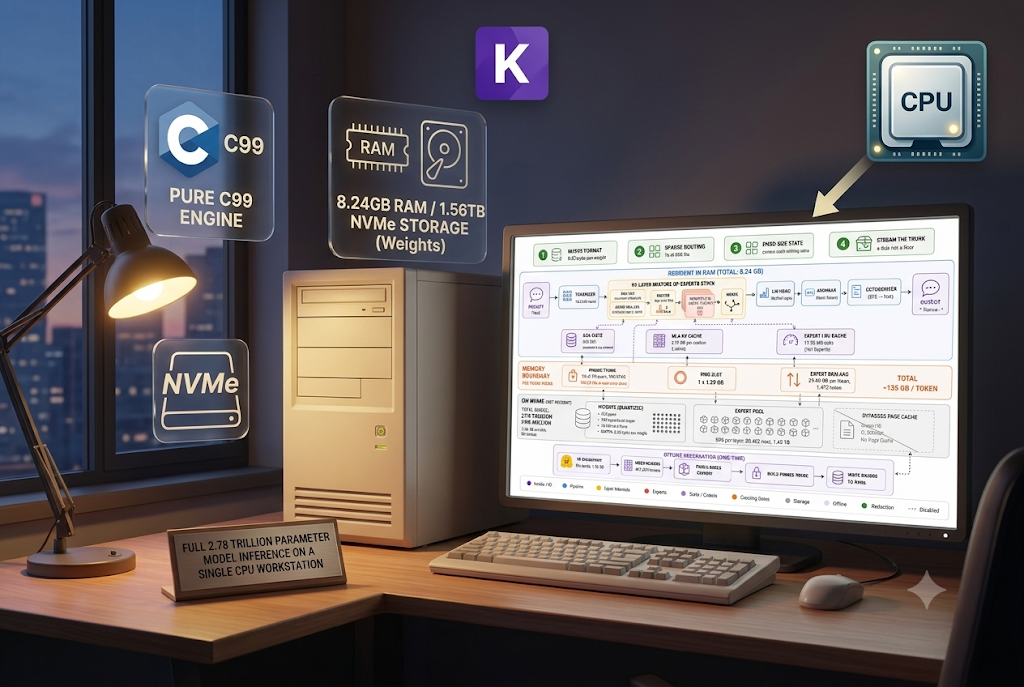 How kimi-k3-in-c Runs a 2.78 Trillion Parameter Model on One CPU With 8 Gigabytes of RAM