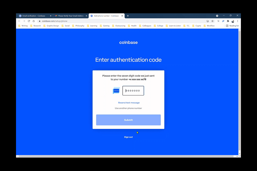 Enter authentication screen