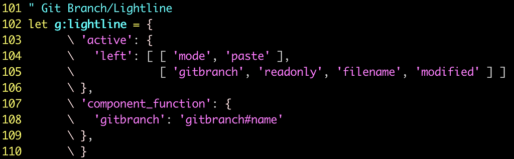 Picture of lightline configuration to display branch