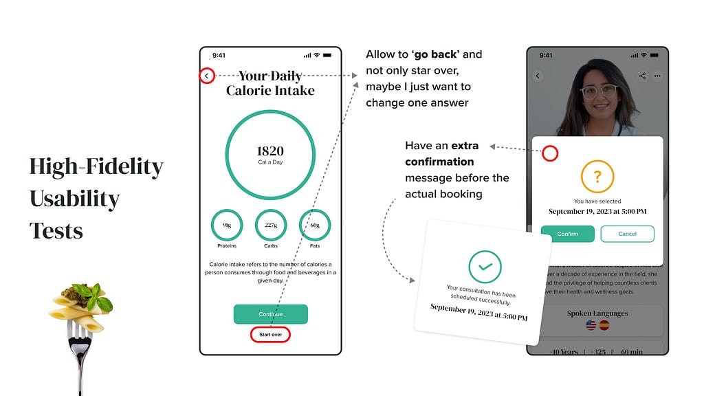 Some highlights from the high-fidelity prototype usability tests