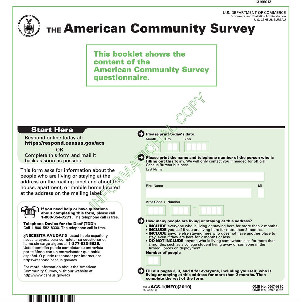 American Community Survey 2019 form