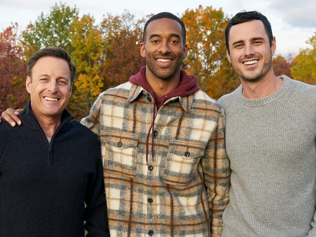 Chris Harrison, Matt James, and Ben Higgins on season 25 of “The Bachelor.”