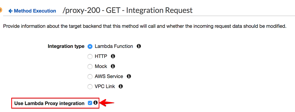 Lambda proxy integration